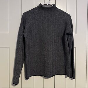 Christian Siriano Navy and Gray Herringbone Mock Turtleneck Sweater XS